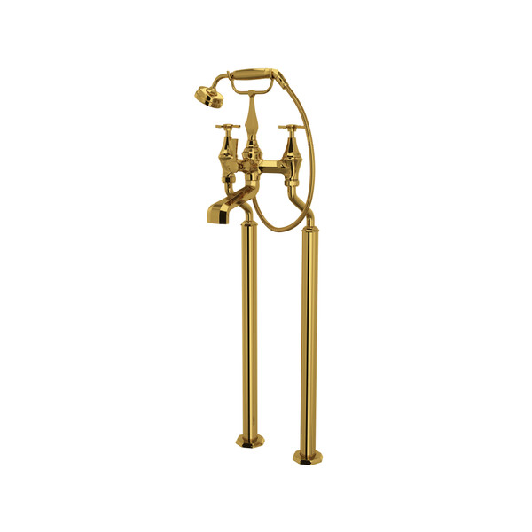 DISCONTINUED Deco™ Floor Mount Tub Filler - Unlacquered Brass | Model Number: U.3121X/1-ULB