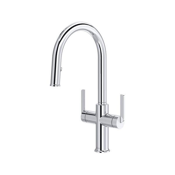 Authentica™ Two Handle Pull-Down Kitchen Faucet With C-Spout - Chrome | Model Number: AU801C