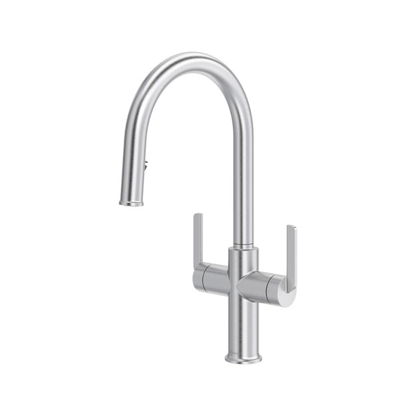 Authentica™ Two Handle Pull-Down Kitchen Faucet With C-Spout - Stainless Steel | Model Number: AU801SS