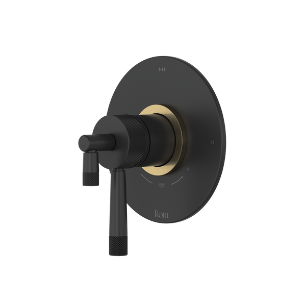 Amahle 1/2" Therm & Pressure Balance Trim With 3 Functions - Matte Black/Antique Gold | TAM23W1LMMBA