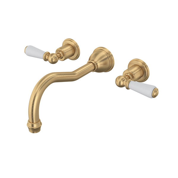 Edwardian™ Wall Mount Tub Filler Trim With Column Spout - Satin English Gold | Model Number: U.3780L-SEG/TO