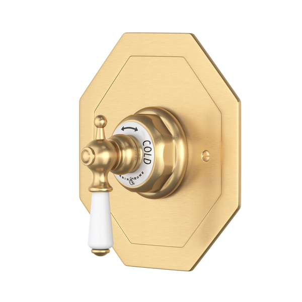 Edwardian 3/4" Octagonal Thermostatic Trim Without Volume Control - Satin English Gold | U.5585L-SEG/TO