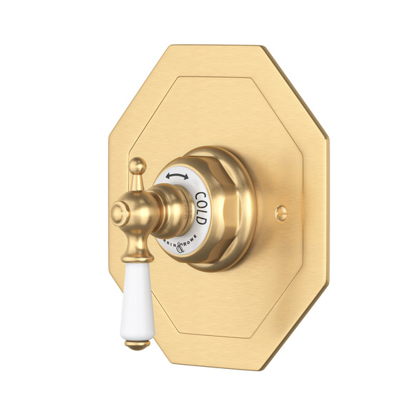 Edwardian™ 3/4" Octagonal Thermostatic Trim Without Volume Control - Satin English Gold | Model Number: U.5585L-SEG/TO