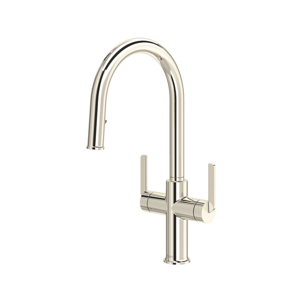 Authentica™ Two Handle Pull-Down Kitchen Faucet With C-Spout - Polished Nickel | Model Number: AU801PN