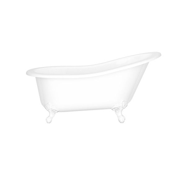 Shropshire 61" x 30" Freestanding Slipper Bathtub - Standard White (Gloss) | Model Number: SHR-N-SW-OF+FT-SHR-SW