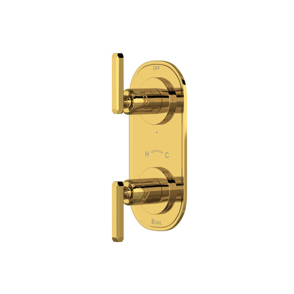 Apothecary™ 1/2" Thermostatic Trim With Diverter - Unlacquered Brass | Model Number: TAP12W2LMULB