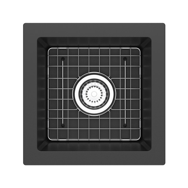 Fonsa™ 15" Quartz Single Bowl Undermount Bar/Food Prep Kitchen Sink - Black | Model Number: FAUM1515BK