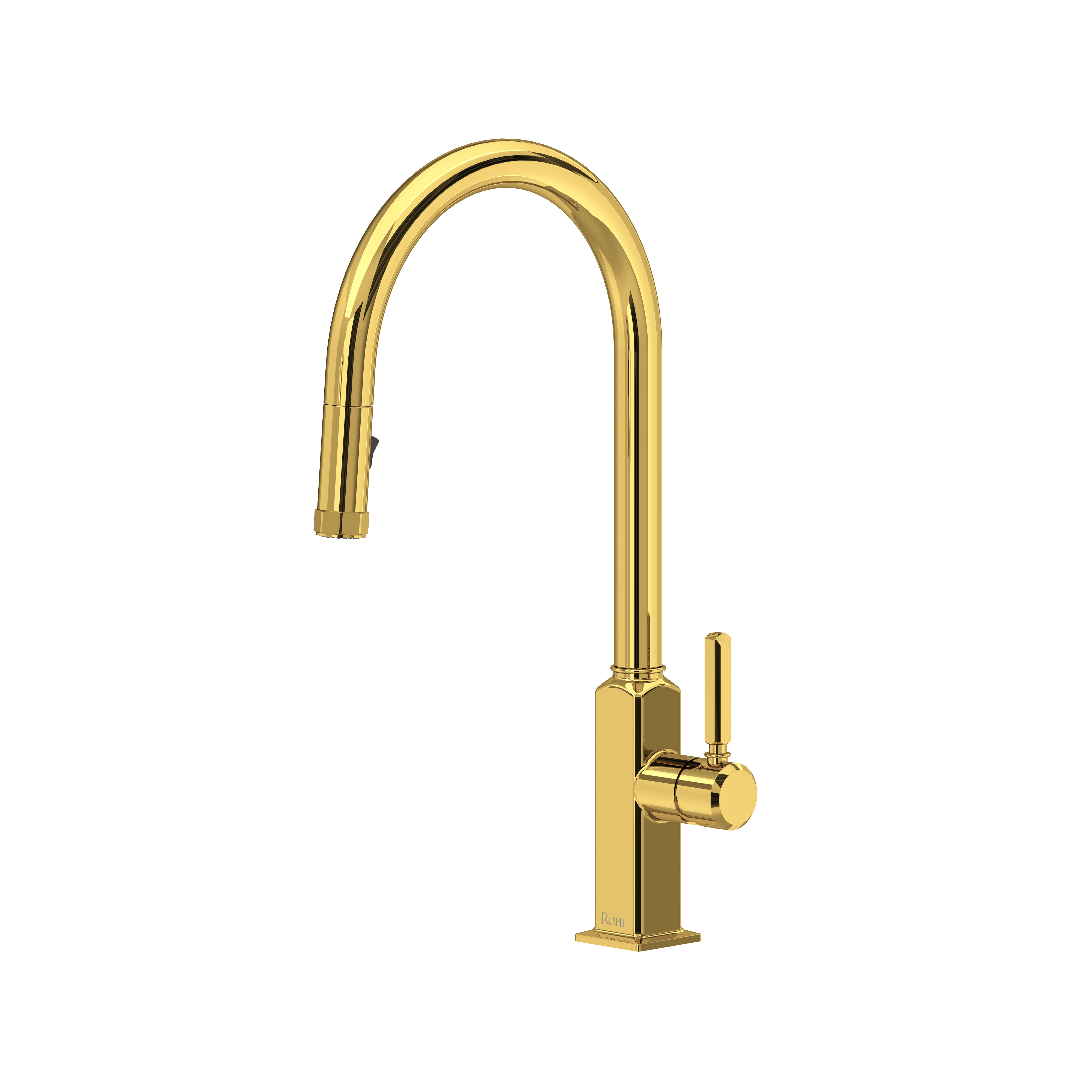 Apothecary™ Pull-Down Kitchen Faucet With C-Spout - Unlacquered Brass | Model Number: AP55D1LMULB