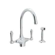 Rohl akit1635 X tcb-2国キッチン蛇口with Mini 5スポークハンドル、Tuscan真鍮 AAAZM キッチン蛇口 ホース引出し式 おしゃれ 交換自分で