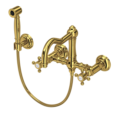 ROHL Acqui Wall Mount Bridge Kitchen Faucet With Sidespray And
