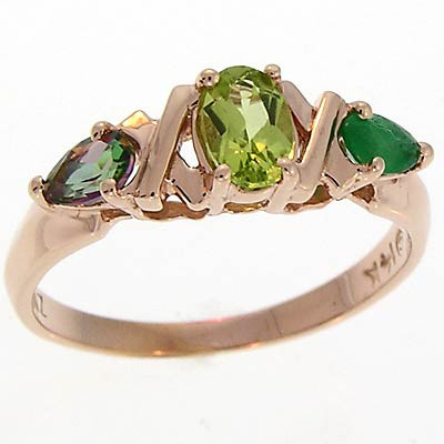 14k Rose Gold Emerald Peridot Mother's 