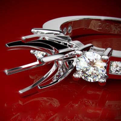 14k White Gold Diamond Ring Setting R815