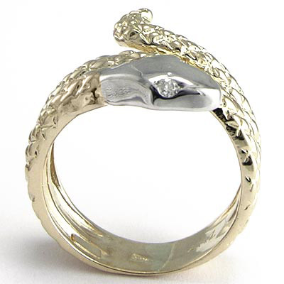 Men's 14k Twisted Serpent Diamond Ring R929