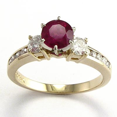14k Gold Ruby Diamond Ring R662