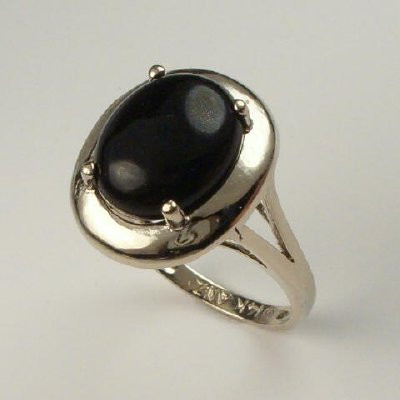 14k White Gold Onyx Ring R247