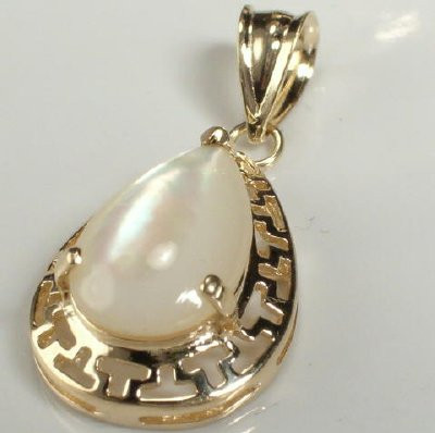 14k Gold Pear Mother of Pearl Set S166