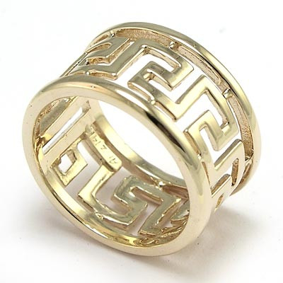 Men's 14k  Greek Key Ring R935