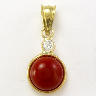 14k Gold Red Carnelian Pendant P446 