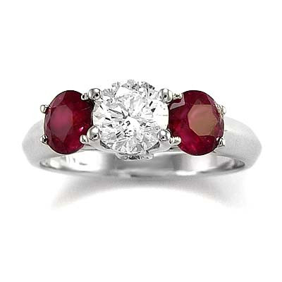 Diamond Ruby Ring in 18k White Gold R1249 - Anzor Jewelry