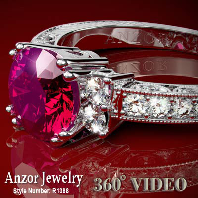 Diamond and Ruby Ring in 950 Platinum R1248 - Anzor Jewelry
