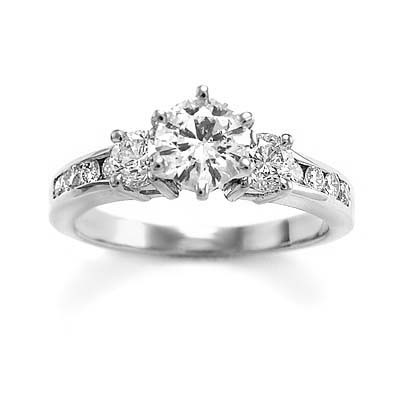 Diamond Engagement Ring 14k Solid White gold R1538