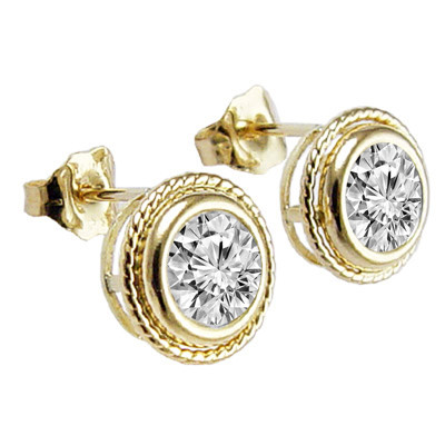14k Yellow Gold Lab Grown Diamond Stud Earrings #E1071
