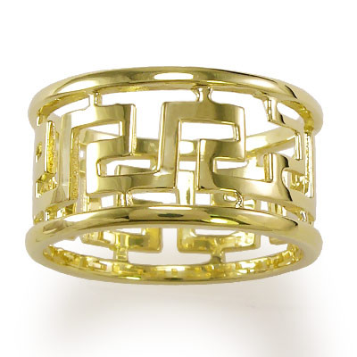 Men's 14k Gold Greek Key Ring R1764