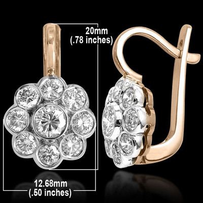 14k Gold Diamond Earrings Russian Jewelry E1197