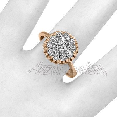 Russian Style 14k Rose & White Gold Diamond Ring R1941
