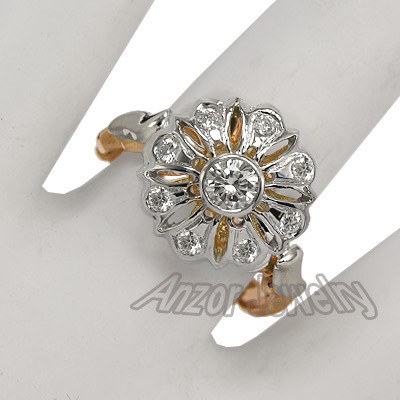 Russian Style Cubic Zirconia Engagement Ring 585 R1903