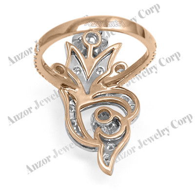 Russian Style 14k Rose & White Gold Diamond Ring R1911