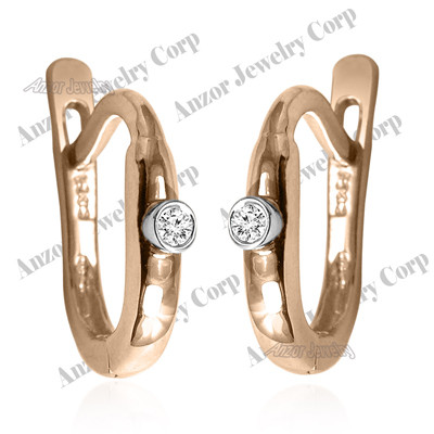 Russian Style Diamond Earrings 14k Gold E1323