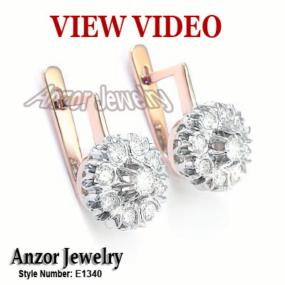 14k Rose Gold Topaz Russian Style Earrings  E1340