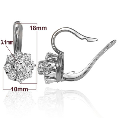 14k Solid White Gold Genuine 1.20 ct Diamond Malinka Earrings
