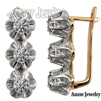 14k Solid Rose & White Gold Genuine 2.88 ct Lab Grown Diamond  Earrings