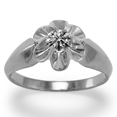 14k Solid White Gold Genuine Lab Grown Diamond Tulpan Ring #R2266