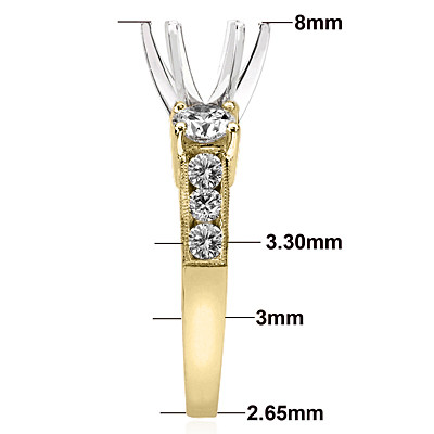 18k Solid Yellow and White Gold Diamond Engagement Ring Setting