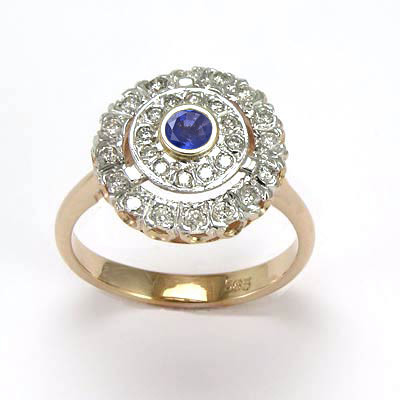 14k Rose & White Gold Genuine Sapphire diamond Russian style Ring #R2046 14k Rose & White Gold Genuine Sapphire diamond Russian style Ring #R2046