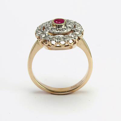 14k Solid Rose (Pink) & White Gold Genuine Ruby Ring