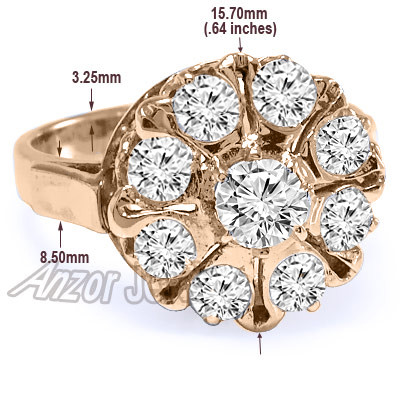 14K Solid Rose Gold Genuine Diamond Ring Russian style malinka