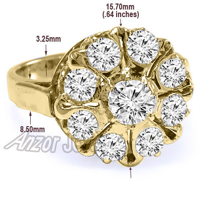 14K Solid Yellow Gold Genuine Diamond Ring Russian Jewelry