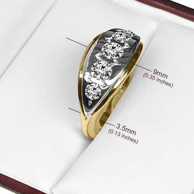 14k Yellow and White Gold Genuine Diamond Russian Style Ring .90 CT