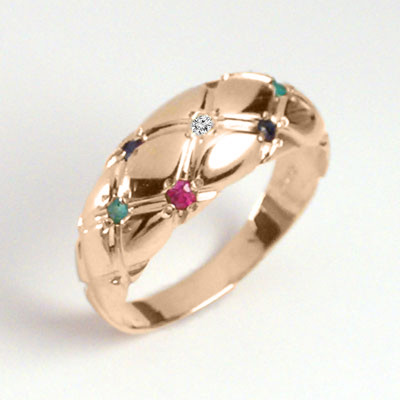 14k Solid Rose Gold Diamond, Ruby, Sapphire, Emerald Ring #R2127
