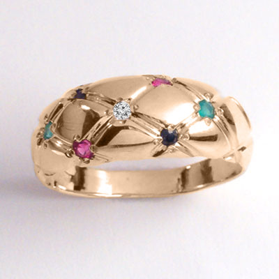 14k Solid Rose Gold Diamond, Ruby, Sapphire, Emerald Ring #R2127