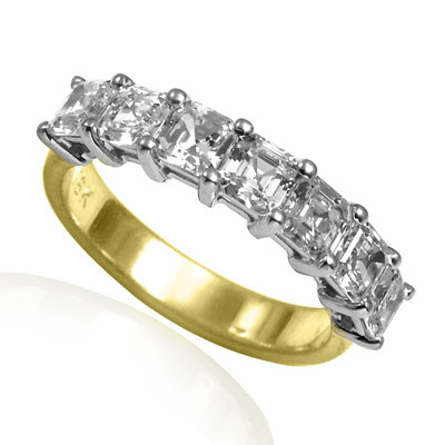 18k Two Tone Yellew and White Gold Genuine Assher Cut Cubic Zirconia Ring