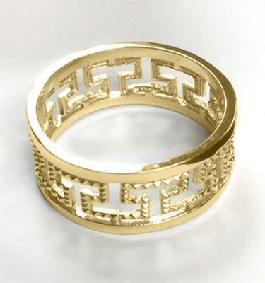 Men's 14k Yellow Gold Greek Key Ring 7 to 14 #R2138