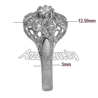 Russian Style 14k Solid White Gold Genuine Diamond Ring #R1735