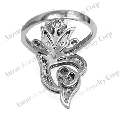 Russian Style Genuine Diamond Ring in 14k Solid White Gold #R2147