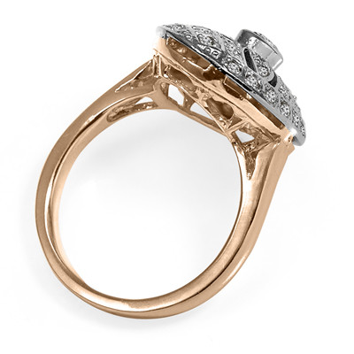 14k Solid Rose & White Gold Genuine Diamonds Russian Style Ring #R2149