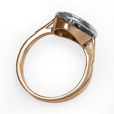 Russian Style Genuine Diamond Tarelka Ring 14k Rose & White Gold #R2151